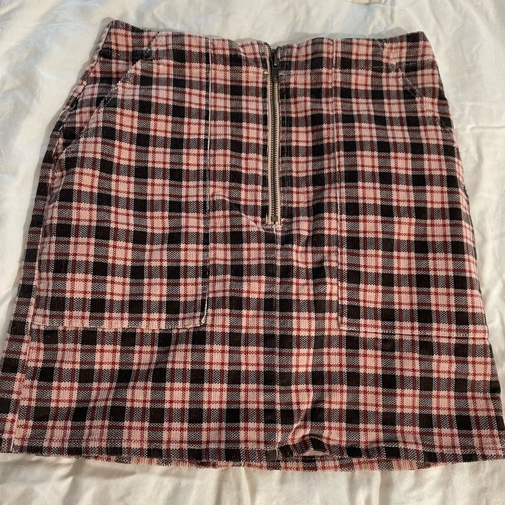 Plaid corduroy skirt